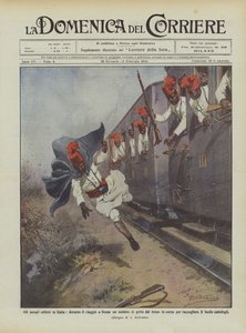 Den eritreanska askari i Italien, under resan till Rom kastar sig en soldat från tåget på väg till?
