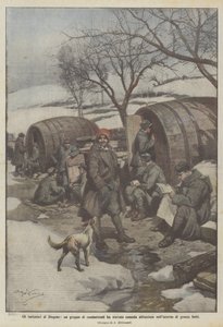 Imitatörerna av Diogenes, en grupp kämpar hittade ett bekvämt hem inuti stora tunnor av Achille Beltrame