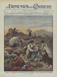 Krigets fasor och smärtor, montenegrinska kvinnor som går för att leta efter sina nära och kära på fältet? av Achille Beltrame