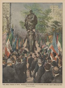 Italiensk ära bekräftad i Amerika, invigning av monumentet till G da Verrazzano vad först?