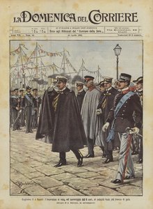 William II i Neapel, kejsaren går, på eftermiddagen den 6 corr, till det kungliga palatset för en galamiddag
