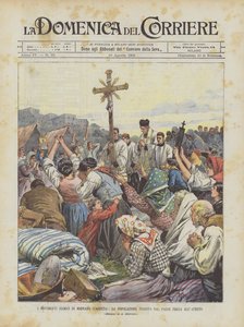 De seismiska rörelserna i Mignano (Caserta), befolkningen flydde från landet Be utomhus av Achille Beltrame