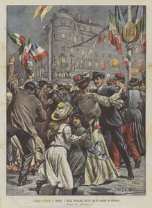 Den kungliga Ditalia i Paris, folkdanser på gatorna som ett tecken på jubileum av Achille Beltrame