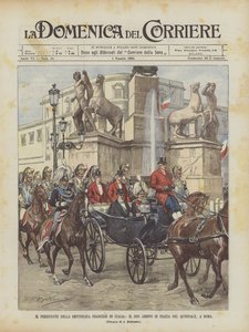 Franska republikens president i Italien, hans ankomst till Piazza Del Quirinale, Rom av Achille Beltrame