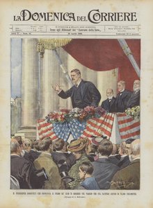 President Roosevelt håller det första av sina 75 tal på den resa han är på?