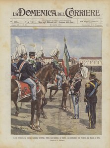 Kungen levererar den gamla härliga flaggan, borttagen från vapenhuset i Turin, till artilleriet i?