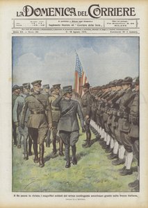 Kungen granskar de magnifika soldaterna från den första amerikanska kontingenten som anlände till den italienska fronten