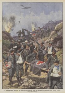 Den barbariska fienden På Isonzo-linjen skjuter österrikiska flygare med maskingevär mot en?