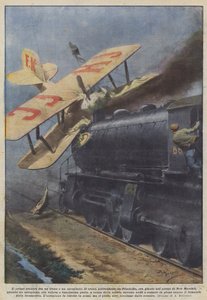 Den första kollisionen mellan ett tåg och ett flygplan av Achille Beltrame
