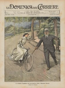 Kung Edward av England räddar en ung dam cyklist i Marienbad (Böhmen)