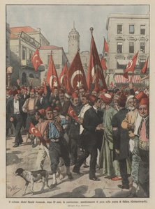 Sultan Abdul Hamid, efter 32 år, bekräftar konstitutionen, demonstrationer av glädje i?