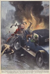 I en våldsam sammandrabbning, som ägde rum i utkanten av London, mellan en motorcykel och en?