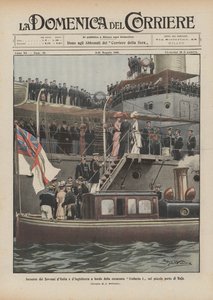 Möte mellan Italiens och Englands suveräner ombord på slagskeppet Umberto I i den lilla hamnen Baja