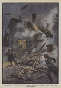 Intrång av tyska styrbara luftskepp i England, regn av bomber på vissa städer med?