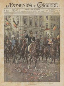Triumferande intåg i Bryssel, på morgonen den 23 december, av den nye kungen av Belgien Albert I