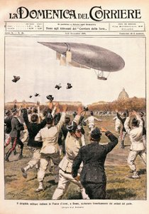 Italien, Milano, luftskeppsflygning lotsad av Crocco och Ricaldoni i Rom, den 31 oktober av Achille Beltrame