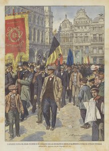 Politisk agitation I Belgien går en procession av 300 föreningar till borgmästaren i Bryssel?