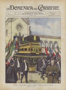 Giuseppe Verdis apoteos, framför famedio i Milano, den 27 februari