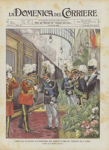 Ankomst av kung Edward VII av England till Roms station på eftermiddagen den 27 april av Achille Beltrame
