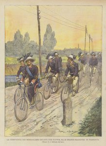 Compagnia Dei Bersaglieri-cyklisterna börjar de stora manövrarna i Piemonte