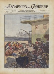 Den olyckliga utvandringen av italienare till Kanada, en scen av deras smärtsamma resa ombord på Lake Megantic