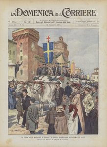 Freshmen-festen i Ferrara, studentparaden korsar staden