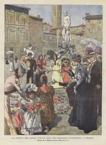 La Fiorita på platsen där Fra Girolamo Savonarola brändes i Florens av Achille Beltrame