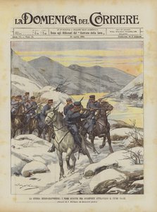 Det rysk-japanska kriget, den första utposten kolliderar över Ya-Lu-floden av Achille Beltrame