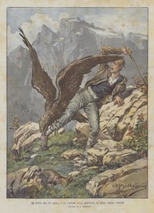 Kampen mellan en örn och en herde på berget Zerie, nära Trieste av Achille Beltrame