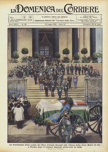 Välsignelsen av kroppen av hertigen av Aosta framför kyrkan Gran Madre di Dio i Turin?