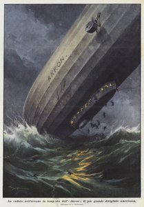 Fallet i det stormiga havet av Akron, det största amerikanska luftskeppet av Achille Beltrame