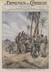 Erövringen av Libyen, en fredlig spaning inuti för att bli vän med befolkningen och känna igen platserna av Achille Beltrame