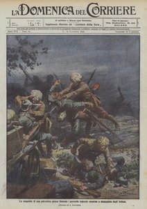 Erövringen av en polyeriera nära Osfenda, tyska vaktposter överraskade och strypte av indianerna av Achille Beltrame