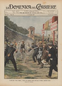 Slutet på Giro dItalia, ankomsten av cykelmästarna till Milano Arena i söndags