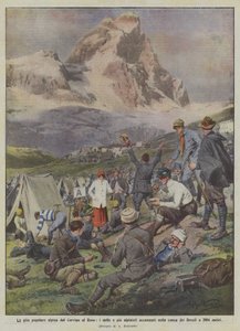 Den populära alpina turen från Matterhorn till Rosa, de tusen och fler bergsbestigare slog läger i Breuilbassängen på 2004 meter
