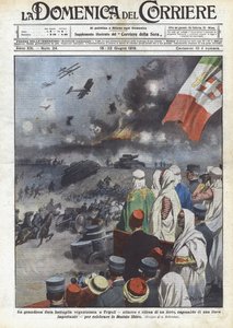Den storslagna skenstriden organiserad i Tripoli, attack och försvar av ett fort, hörnstenen i ett? av Achille Beltrame