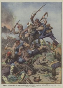 De fem folkens krig, mellan bulgarer och turkiska soldater från Asien som kämpar runt?