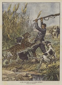 En borgmästares kamp med en panter i Algeriet av Achille Beltrame