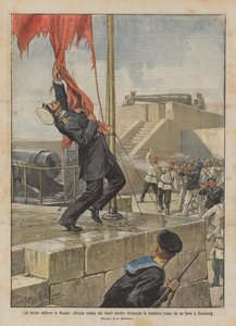Militärupproret i Ryssland, en officer som dödades av rebellerna medan han slet den röda flaggan? av Achille Beltrame