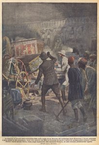 Upptäckten av stora skatter från forntida Thebe i en faraos grav av Achille Beltrame