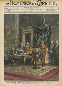 Den högtidliga invigningssessionen för Italiens akademi, i hallen för Orazi och Curiazi, i Capitolium