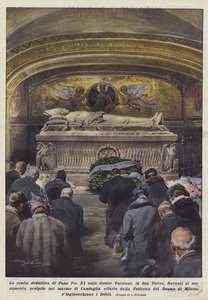Påven Pius XI:s definitiva grav i Vatikanens grottor, i San Pietro