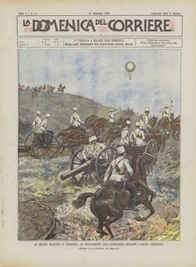 De stora manövrarna i Piemonte, artilleriets rörelse under den definitiva handlingen av Achille Beltrame