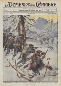 Svårigheterna med kriget i Vogeserna i den mycket höga snön, strider mellan tyskar?