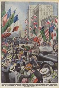 Den entusiastiska amerikanen välkomnar till Italiens mission