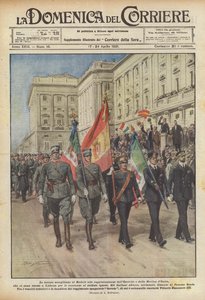 De festliga mottagningarna i Madrid för representationerna av armén och flottan i Italien? av Achille Beltrame