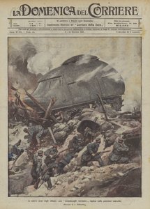 De nya allierade vapnen, ett brittiskt land dreadnought på tyska positioner