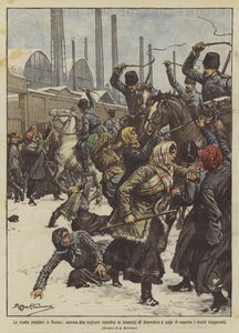 Folkuppror i Ryssland, arbetare som vill hindra kosackerna från att skingras?