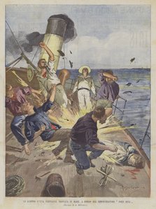 Scoppio DUna-torpeden hittades till sjöss, ombord på bogserbåten John Bull av Achille Beltrame