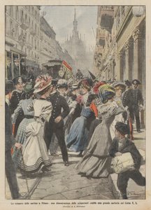 Skräddarstrejken i Milano, en demonstration av de strejkande mot en stor skräddarbutik på Corso V E